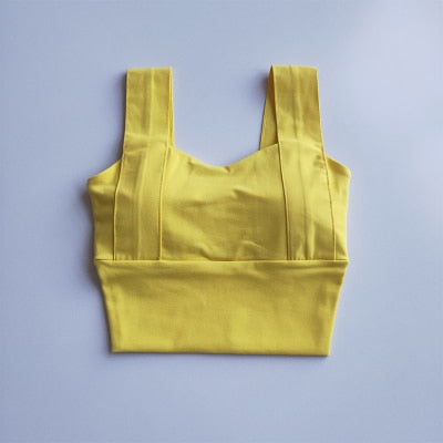 Yoga Bra Women Shockproof Sports Bra  Running Workout Gym Top Gathering Widened Shoulder Belt Bra Short Vest Tops - Korvel