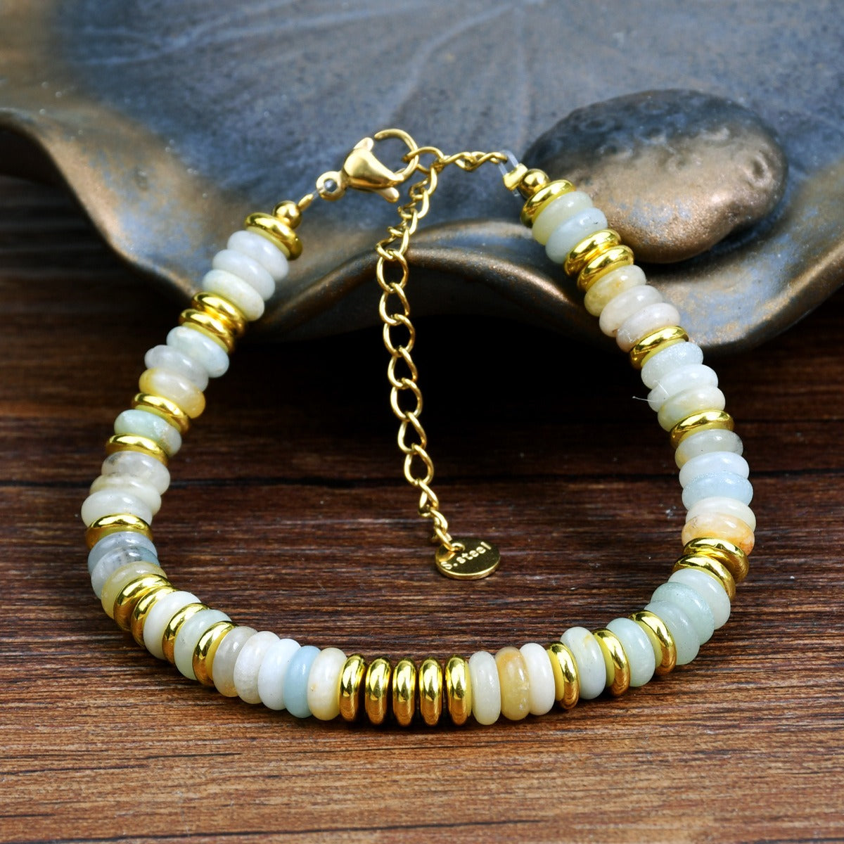 Ins style dopamine colored natural stone bead bracelet for women niche and high-end non fading crystal bracelet - Korvel