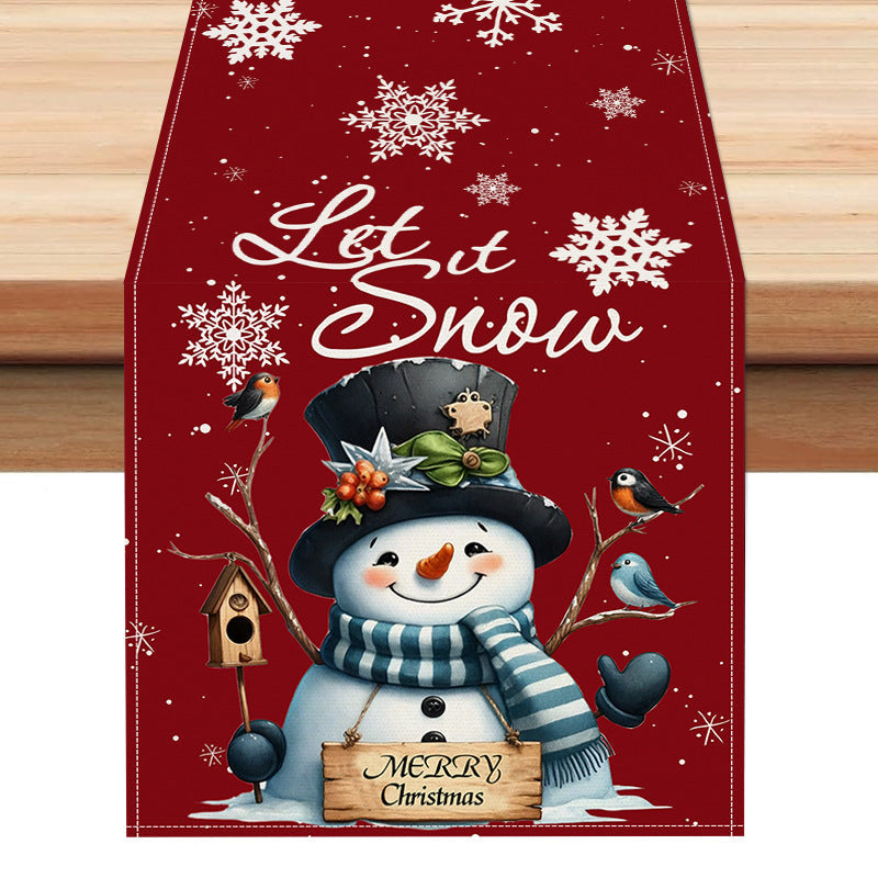 Christmas snowman linen table flag living room dining table decoration tablecloth Christmas restaurant tablecloth coffee table cloth - Korvel