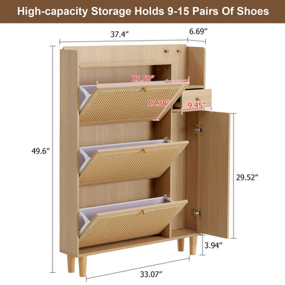 Modern minimalist storage cabinet MDF bed top cabinet Japanese rattan shoe cabinet, small home furniture - Korvel