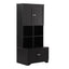 Bathroom storage cabinet, 4-door independent cabinet, adjustable shelf, open multi-layer shelf, black - Korvel