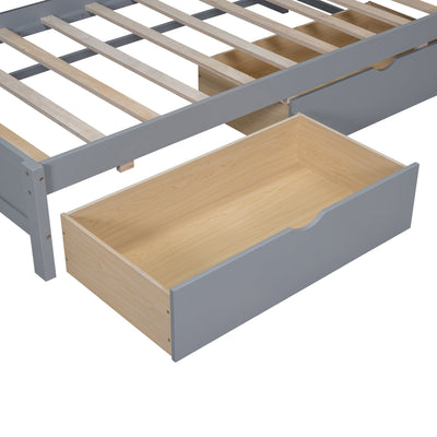 Wooden Twin Size Daybed with Storage and USB Ports - Grey