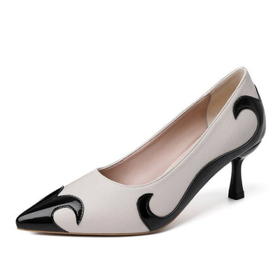 Red and green dragonfly pointed slender heel banquet women's shoes color blocked single shoes for women - Korvel
