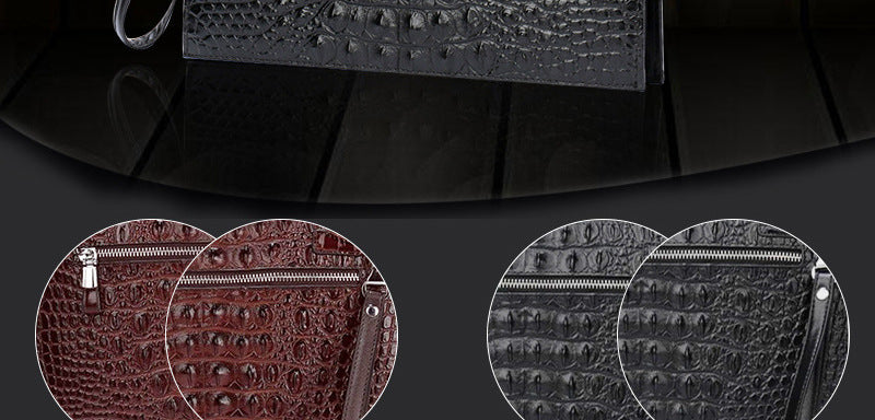 Sac sous le bras en cuir véritable crocodile pour homme A4