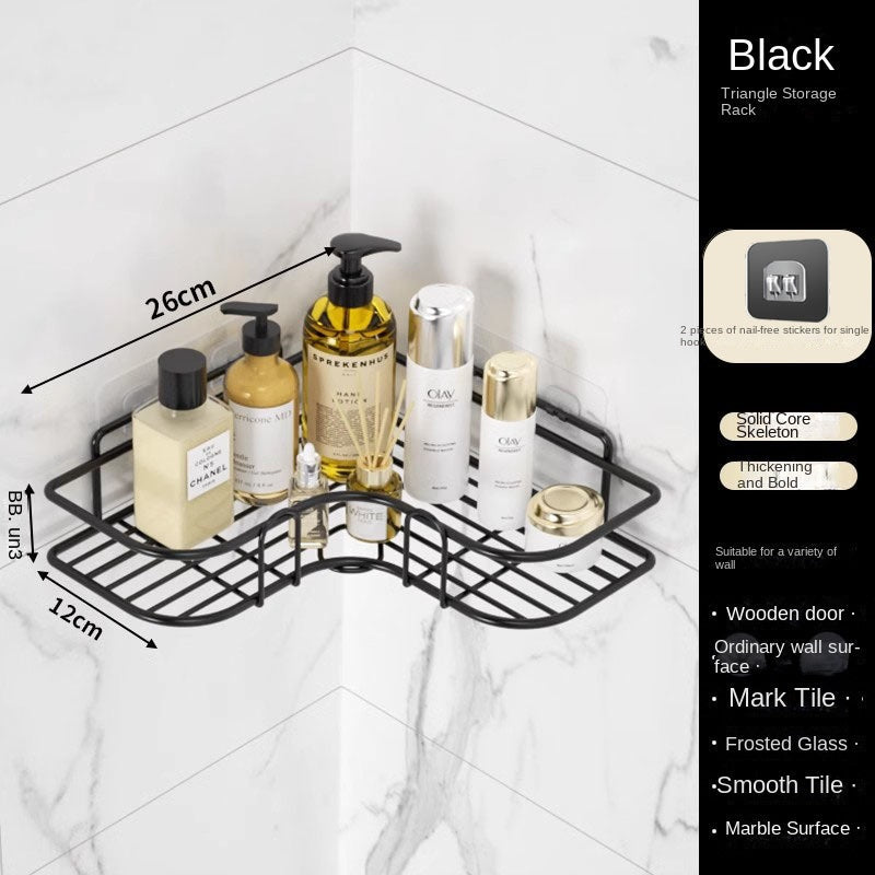 Bathroom Storage Rack Toilet Washroom Wall-Mounted Hole-Free Multi-Functional Iron Mesh Long Strip Organizer - Korvel