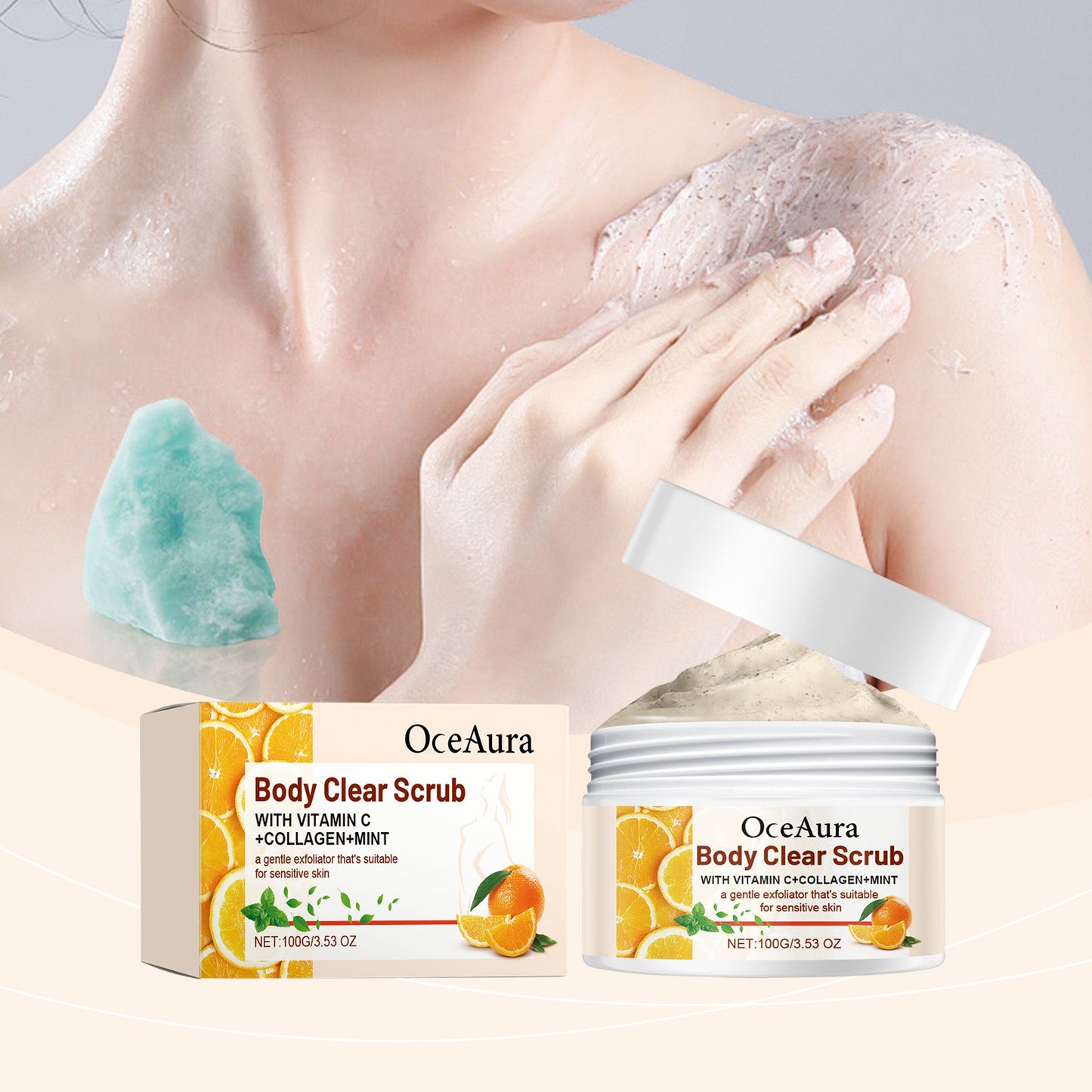 Orange Body Scrub, Fresh Orange Vc Exfoliating Cleanse, Nourish And Lubricate Body Skin ScrubOceaura Orange Body Scrub, Fresh Orange Vc Exfoliating Cleanse, Nourish And Lubricate Body Skin Scrub - Korvel