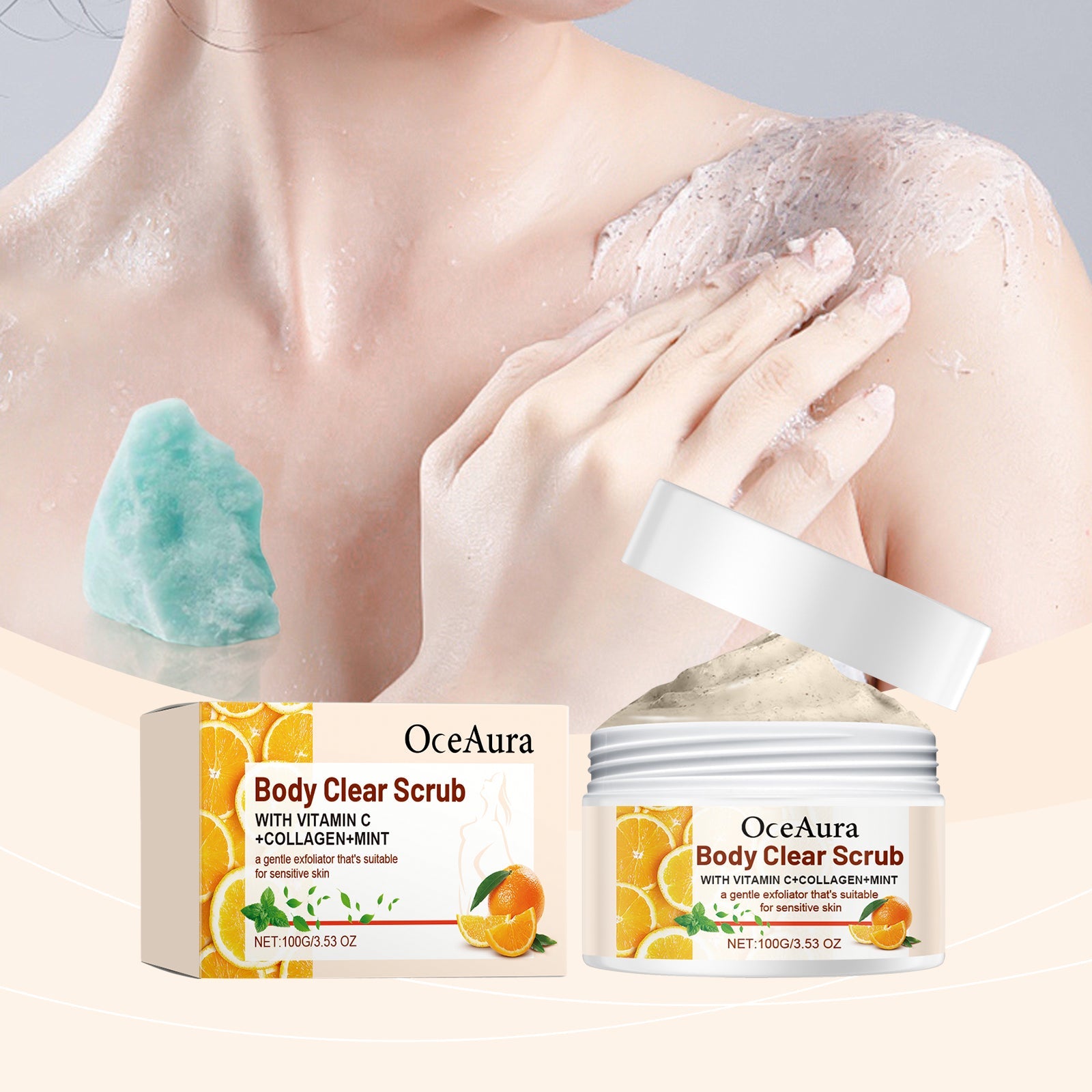 Orange Body Scrub, Fresh Orange Vc Exfoliating Cleanse, Nourish And Lubricate Body Skin ScrubOceaura Orange Body Scrub, Fresh Orange Vc Exfoliating Cleanse, Nourish And Lubricate Body Skin Scrub - Korvel