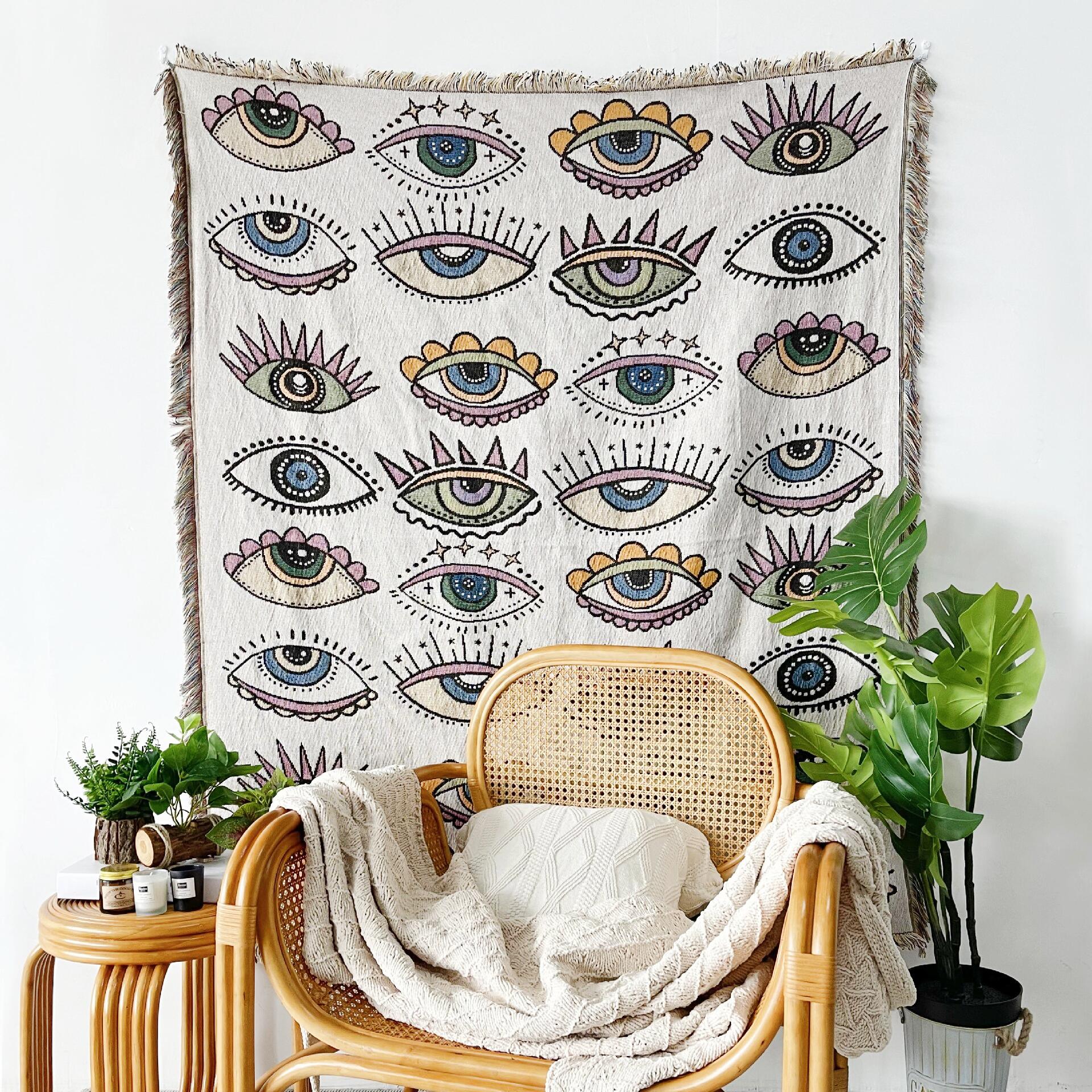 Evil Eye Beach Blanket Fashion Towel Camping Mat Picnic Rug Demon Eye Home sofa Throw Blanket Camp Tent Outdoor Deco - Korvel