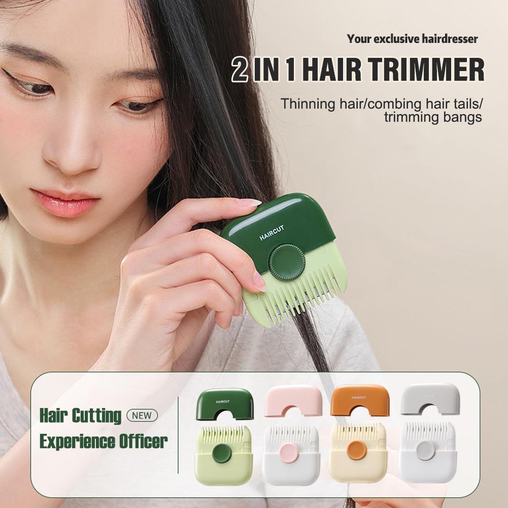 2 In 1 Hair Trimmer Bangs Trimmer  Mini Manual Hair Trimmer Comb Hair Razor Comb Cutter Portable Hair Cutting Comb Haircut Tool - Korvel