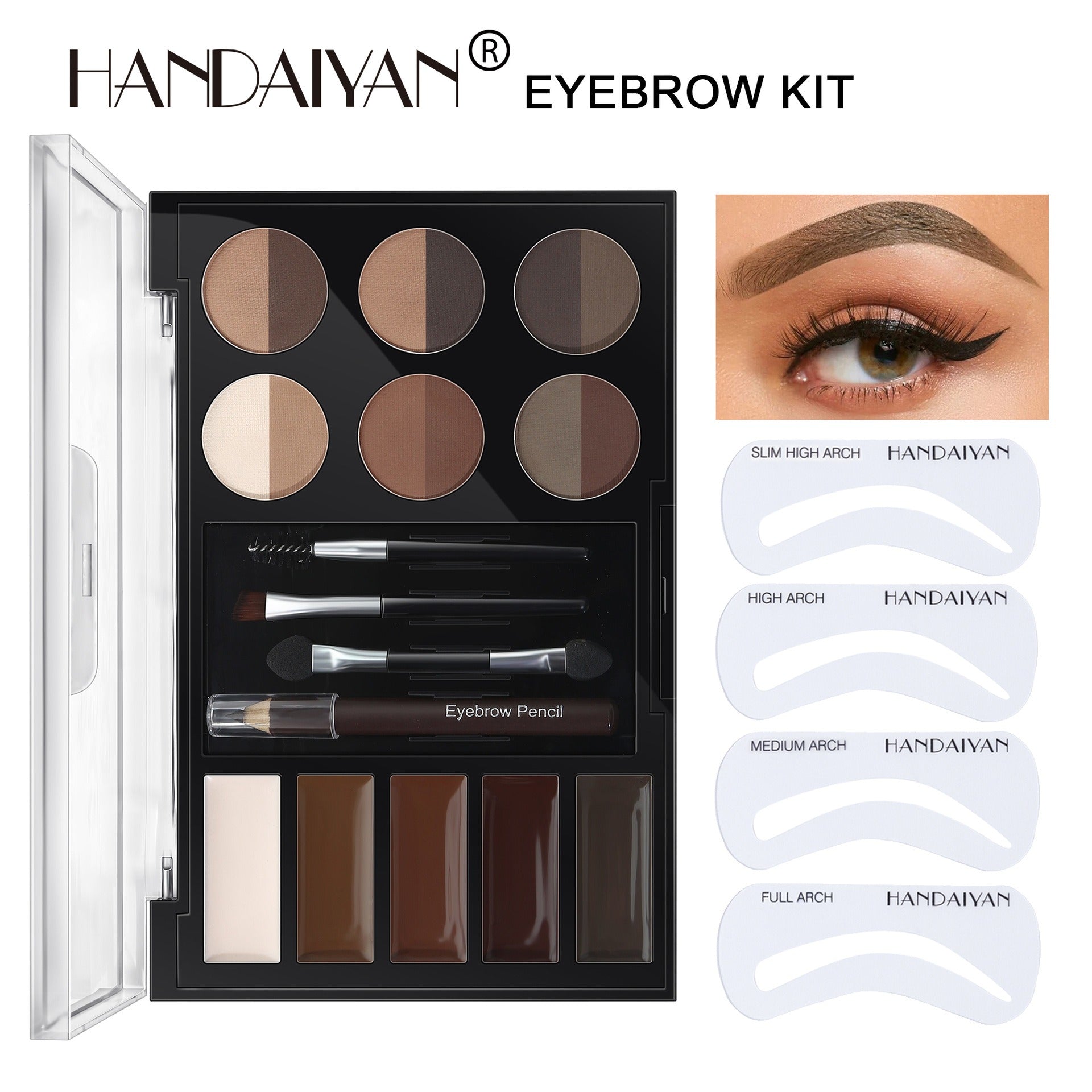 Professional Eyebrow Enhancers Cream Powder Palette Brow Stamp Kit Tattoo Makeup Contour Waterproof Tint Stencil Eyebrow Pencil - Korvel