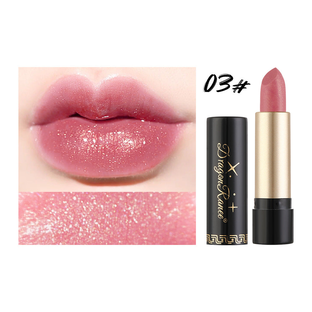 Gilt Pearlescent Dragon Fruit Peach Pink Lipstick Slightly Flashing Lipstick Moisturizing And Shining With Fine Flashing Bean Paste Mermaid - Korvel