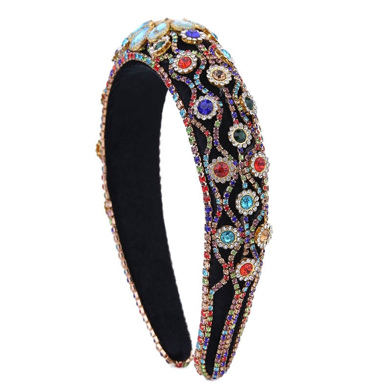 Elegant Colored Glass Diamond Flower Hoop Earrings