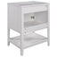 24" White Modern Sleek Bathroom Vanity Elegant Ceramic Sink with Solid Wood Frame Open Style Shelf - Korvel