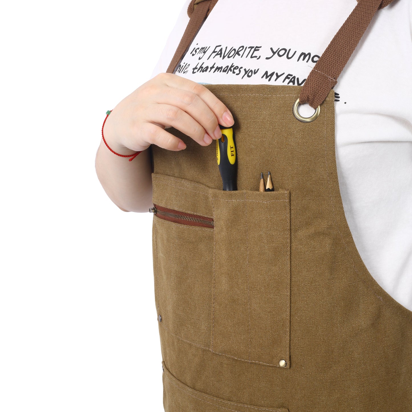 Long heavy-duty canvas tool apron, carpenter apron, carpenter 16 ounces, fully adjustable, no need for waxing - Korvel