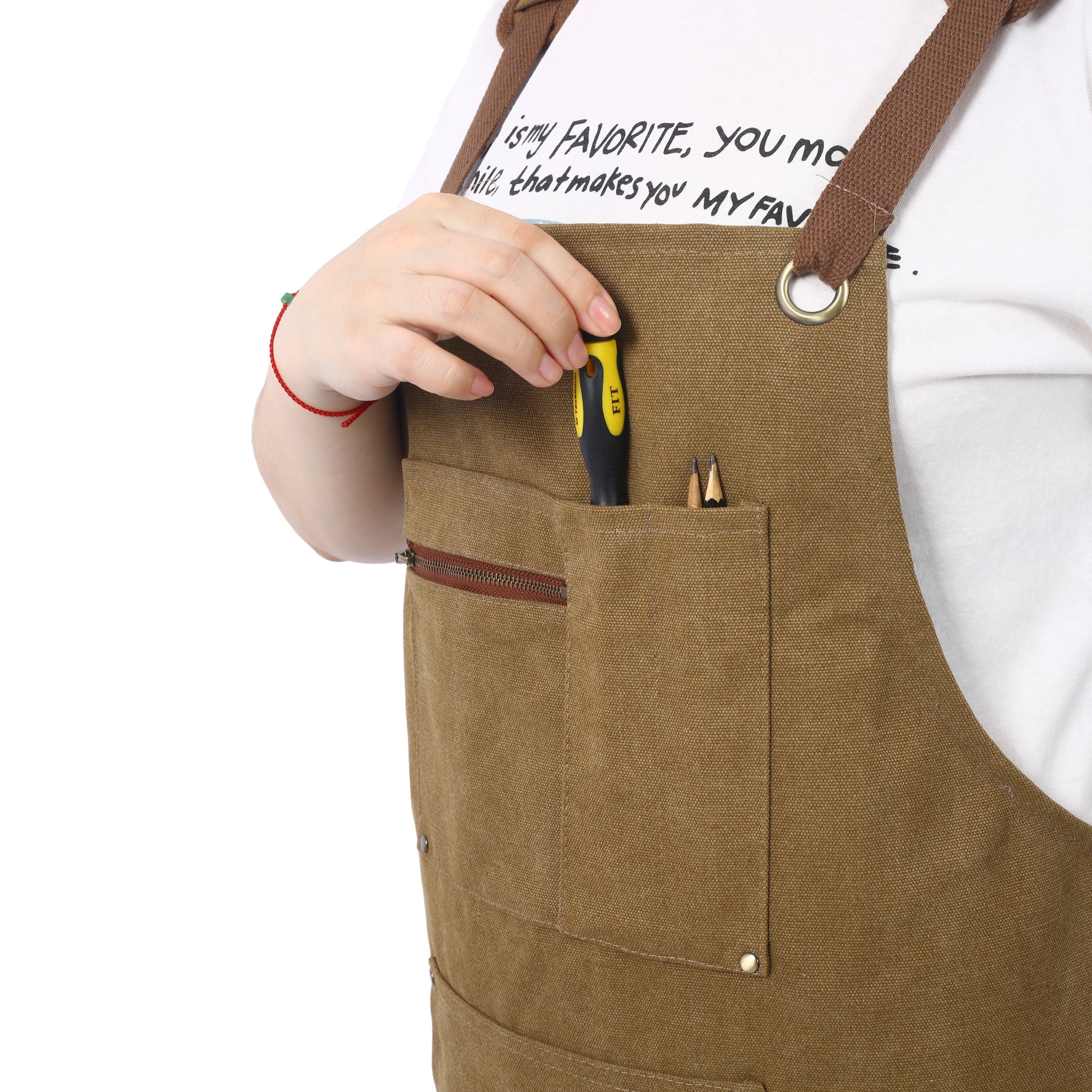 Long heavy-duty canvas tool apron, carpenter apron, carpenter 16 ounces, fully adjustable, no need for waxing - Korvel