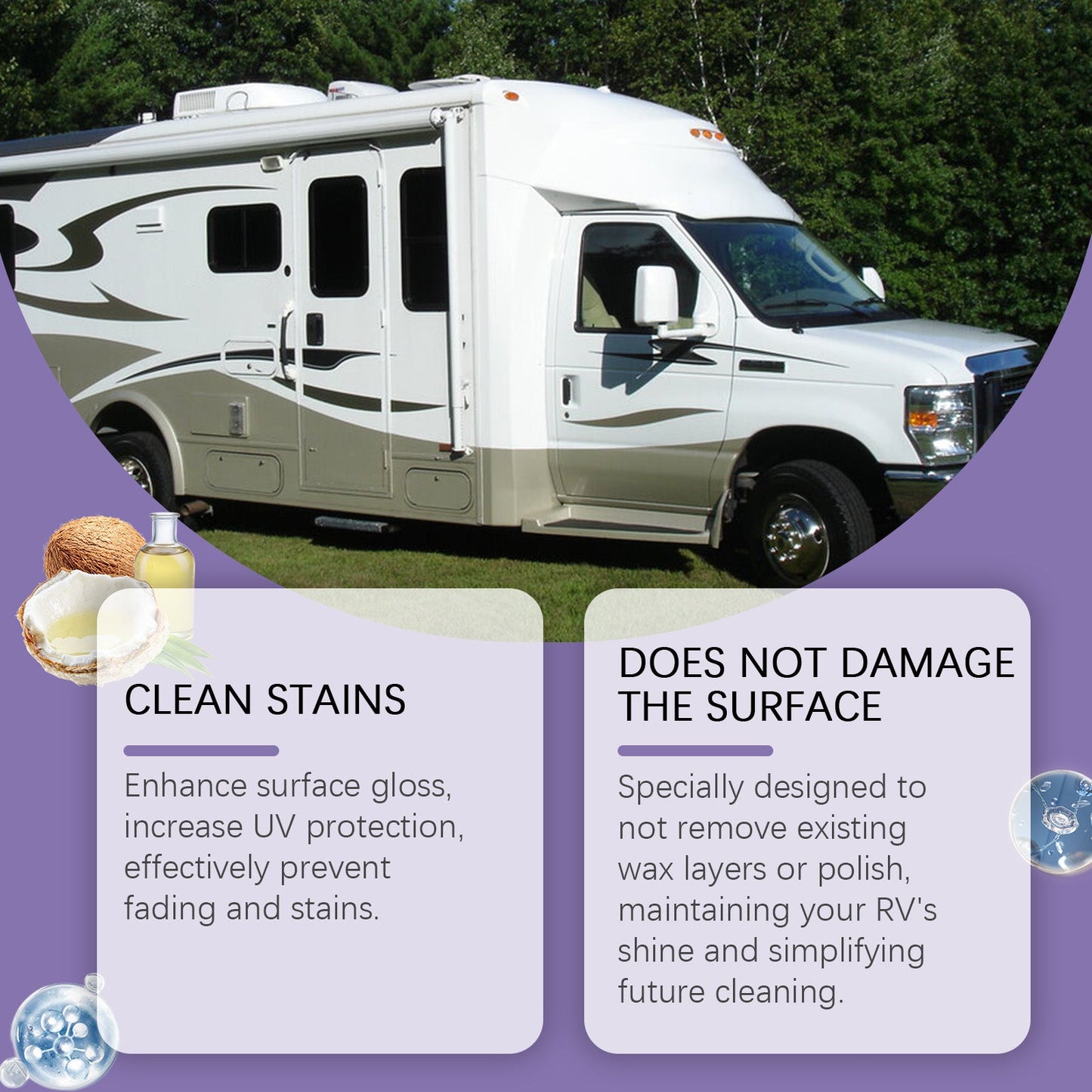 Motorhome Cleaning Solution, One Step Cleaning Easy Decontamination Bright As New Anti-Uv Coating Agent - Korvel
