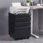 Locked three drawer storage mobile metal filing cabinet with pre installed wheels under the desk filing cabinet - Korvel