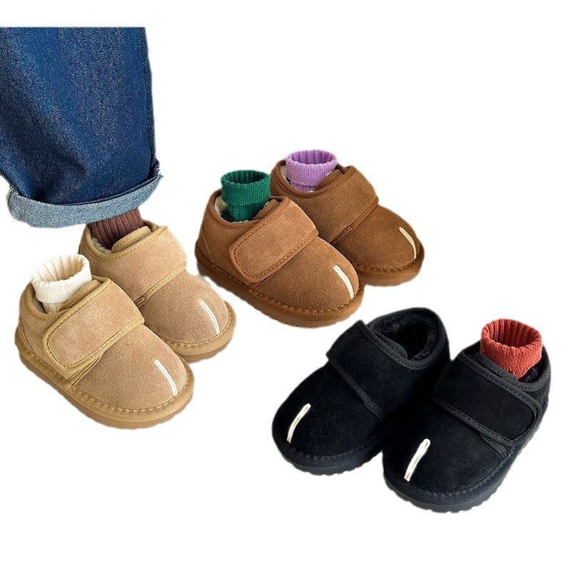 Baby Cotton Shoes Autumn/Winter New Children's Velvet Shoes Men's and Women's Shoes Fake Split Toe Snow Boots - Korvel