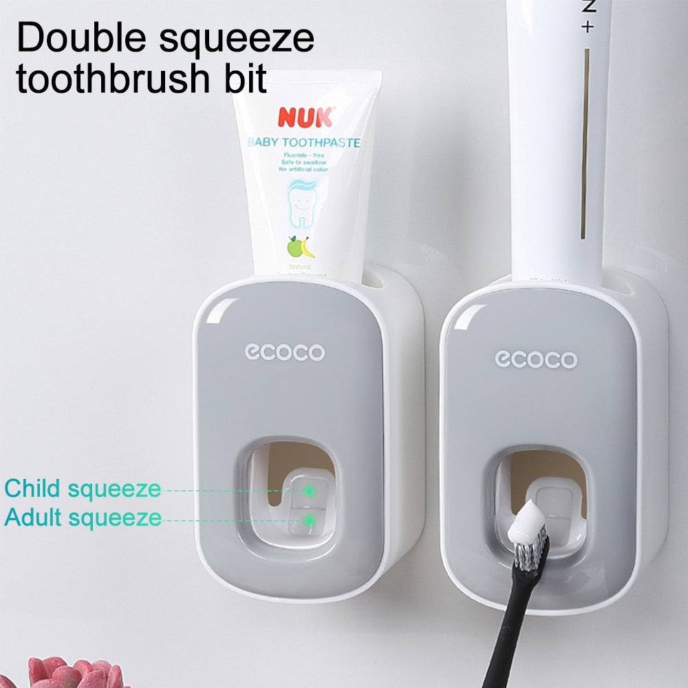 Automatic Toothpaste Dispenser Squeezers Toothpaste Tooth Dust-proof Toothbrush Holder Wall Mount Stand Bathroom Accessories Set - Korvel