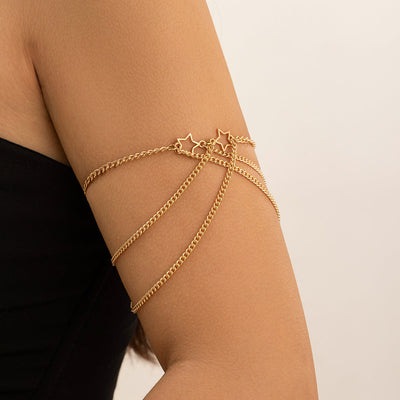 Ethnic style punk adjustable alloy pentagram cross Leg Chain - Korvel