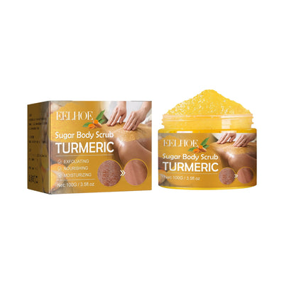 Turmeric Sugar Body Scrub, Fade Acne Mark Moisturizing Refreshing Smooth Tender Skin Cleansing Body Exfoliating Scrub - Korvel