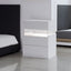 LED bedside table, bedroom, three drawers, dressing table, acrylic board, bedside furniture (white) - Korvel