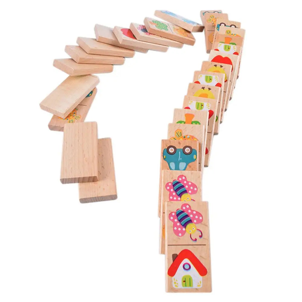 Garden Domino Puzzle Dragon Plate Beech Wood Building Blocks Children's Puzzle Early Education Toys for Boys and Girls - Korvel