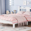 Twin Bed with Column-Decoration Headboard, with Bed Slats,White - Korvel