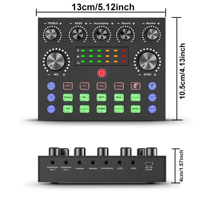 Mixeur audio premium V8S avec changeur de voix pour le streaming