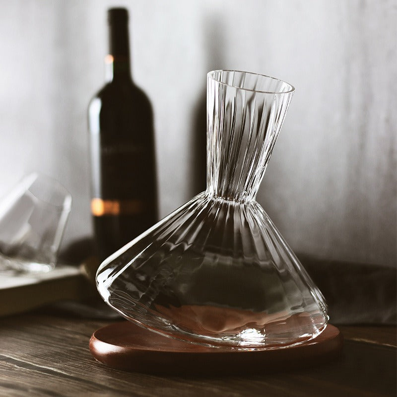 Premium Red Wine Carafe Tumbler Wine Dispenser Decanter with Wood Tray - Korvel