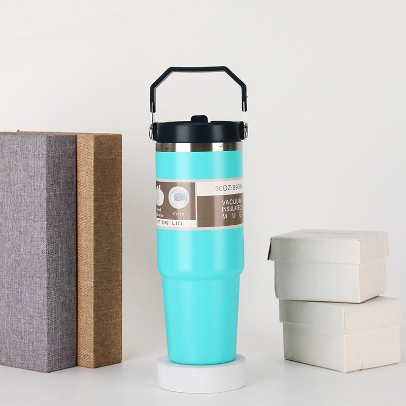 20oz30ozPortable Car Cup Stainless Steel Cup Travel Sports Water Bottle With Handle Cover Coffee Tumbler Cup - Korvel