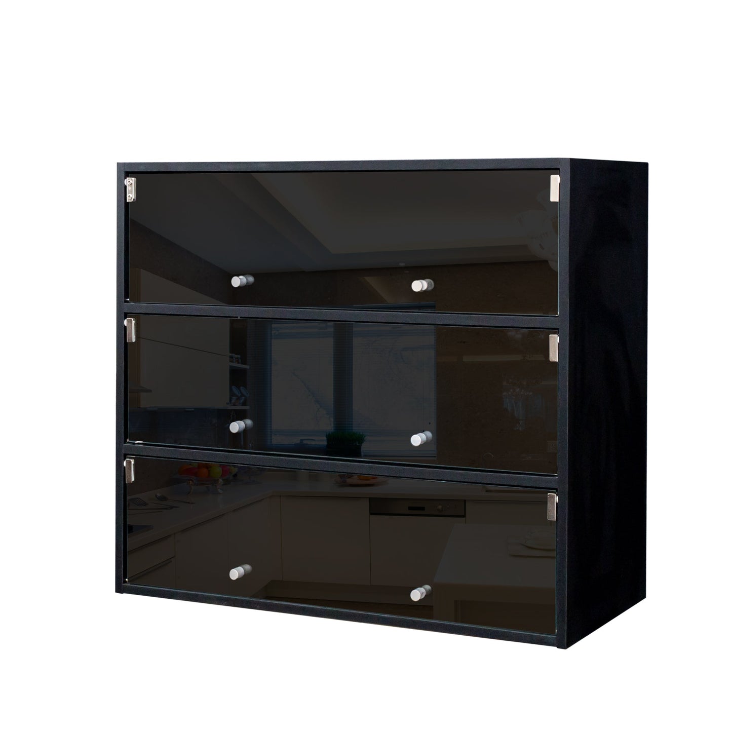 Black Glass Door Shoe Box Shoe Storage Cabinet With RGB Led Light - Korvel