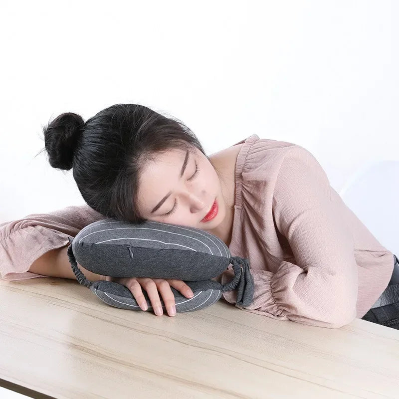 Masque pour les yeux et coussin de cou portable 2-en-1 pour le voyage