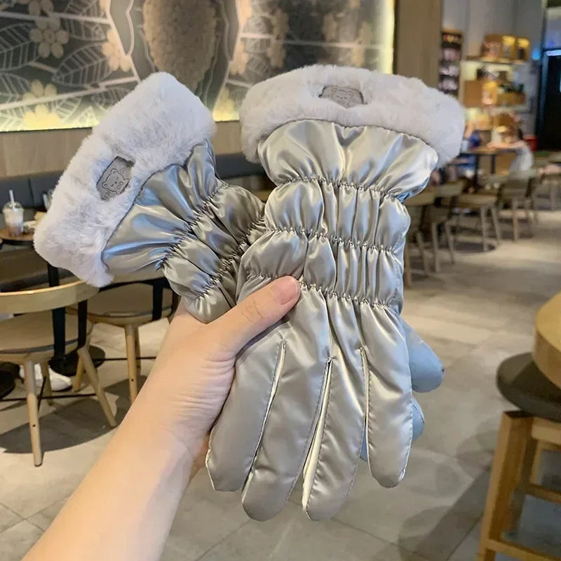 Guantes de Invierno Acolchados Lindos para Mujeres - Algodón y Forro Polar