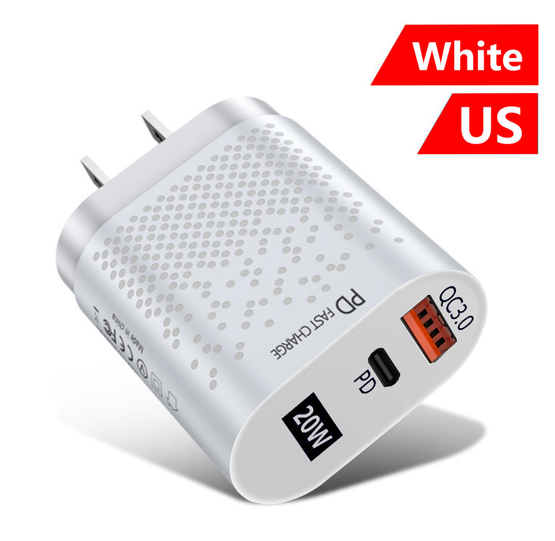 PD20W Mobile Fast Charging Charger 5V4A US, European, and British Standard Speed Matching Device PD+QC3.0 Travel Charging Head - Korvel