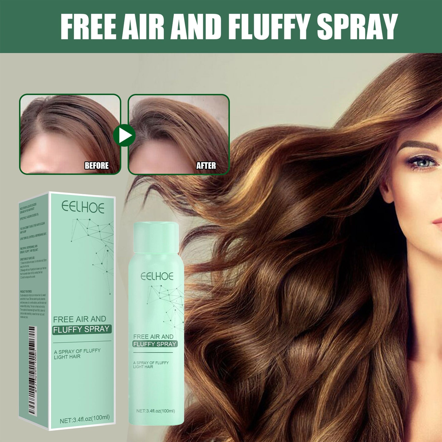 No-Wash Dry Hair Spray, Air Fluffiness Remove Oil Dry And Cool Shampoo-free Dry Hair Agent - Korvel