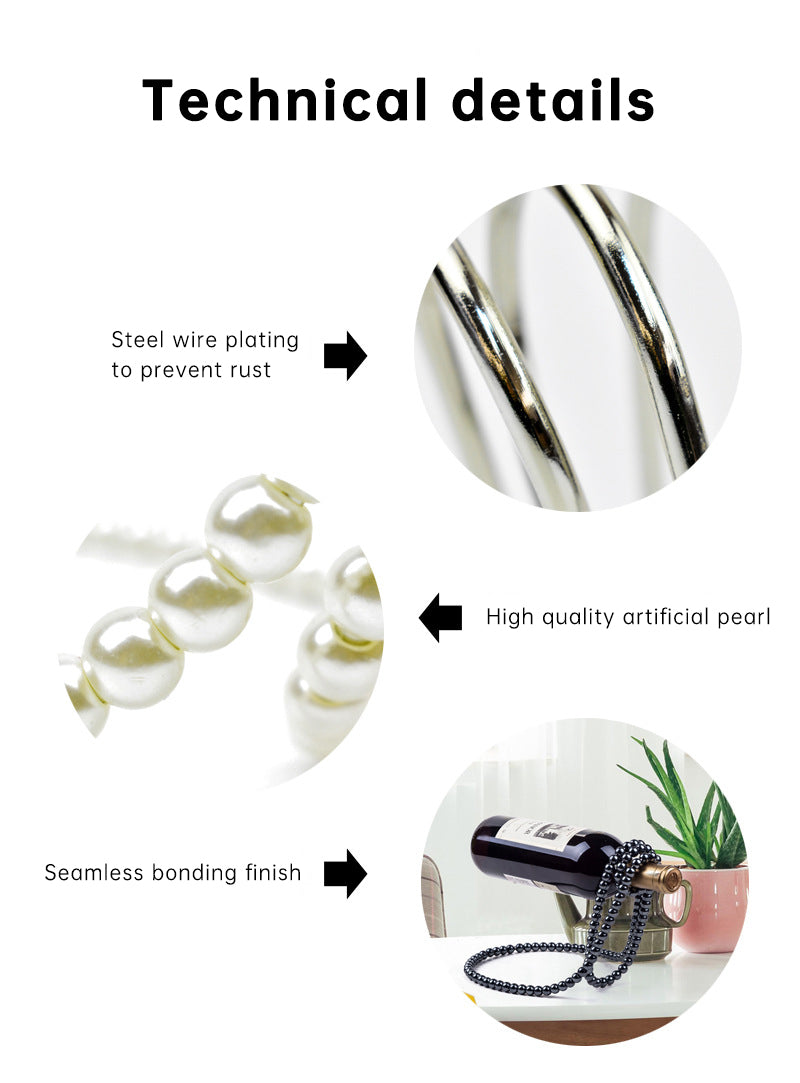 Pearl Necklace Stainless Steel Wine Rack Wine Pedestal Clamp Holder Suspension Champagne Whisky Small Ornaments - Korvel