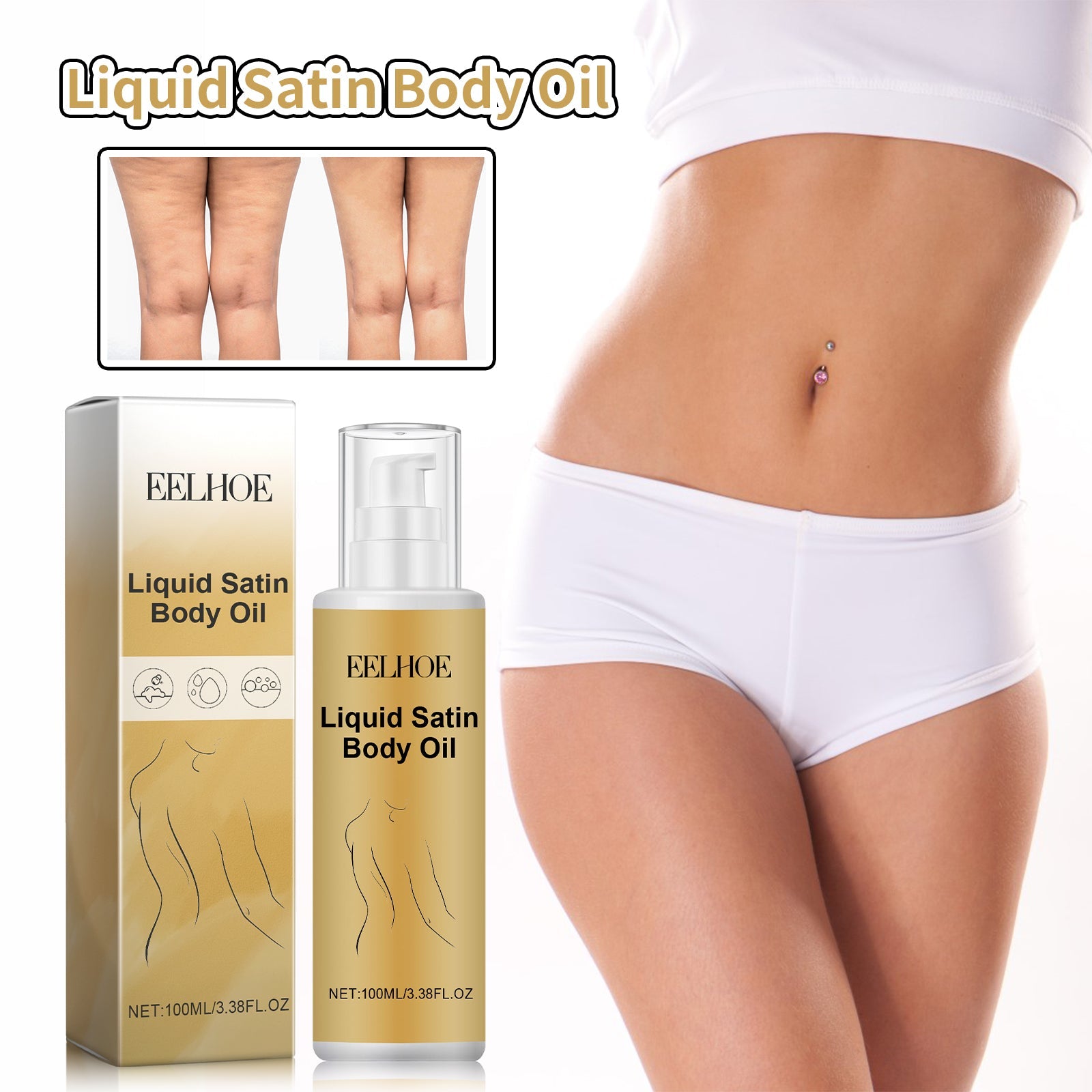 Liquid Satin Body Oil, Deeply Moisture Reduce Wrinkle Skin Flabby Elastic - Korvel