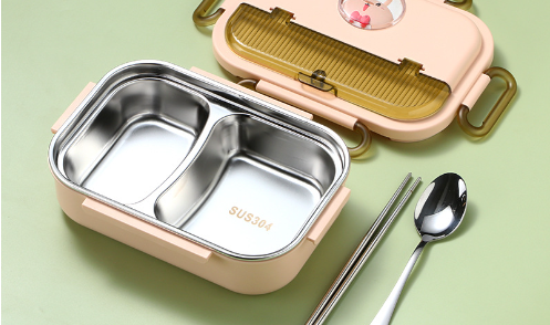 Boîte à lunch compartimentée en acier inoxydable micro-ondable premium