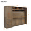 Full Size Murphy Bed with Wardrobe, Drawers and Open Shelves, Antique Grey - Korvel