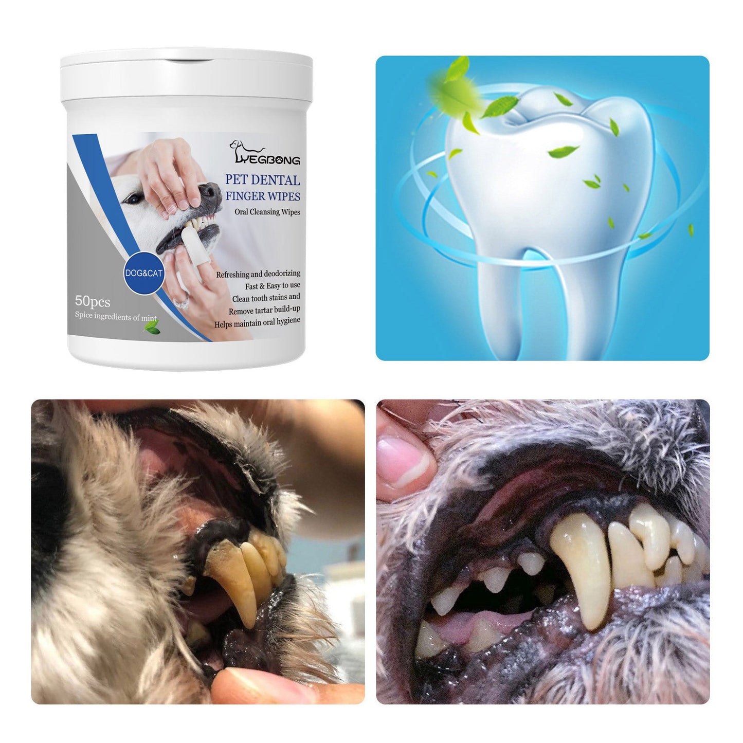 Premium Pet Dental Finger Wipes for Fresh Breath