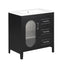 30" Bathroom Vanity with Sink, Bathroom Vanity Cabinet with Two Drawers and Door, Adjustable Shelf, Solid Wood and MDF, Black - Korvel