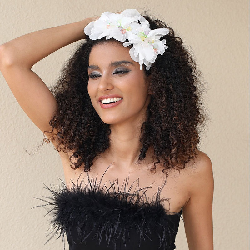 Fashionable handmade fabric crystal flower headband - Korvel
