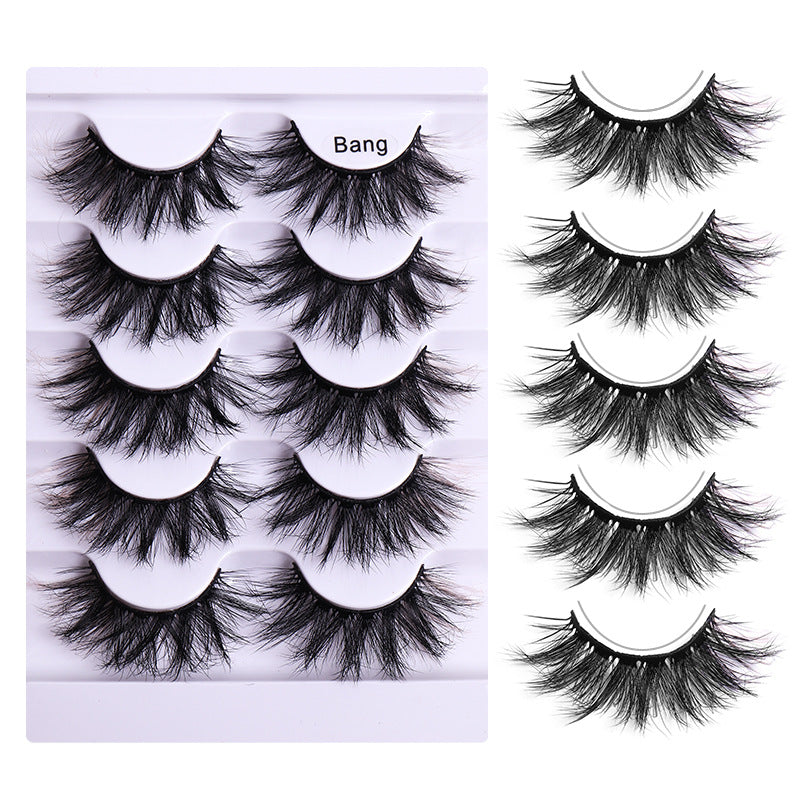 5 Pairs Of Colorful Fried False Eyelashes Multi Layer Thick Cross Mink Like Eyelashes - Korvel