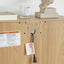 Light colored glass cabinet with adjustable glass frame, including cabinet light bulbs OAK with 2 doors and 1 drawer - Korvel