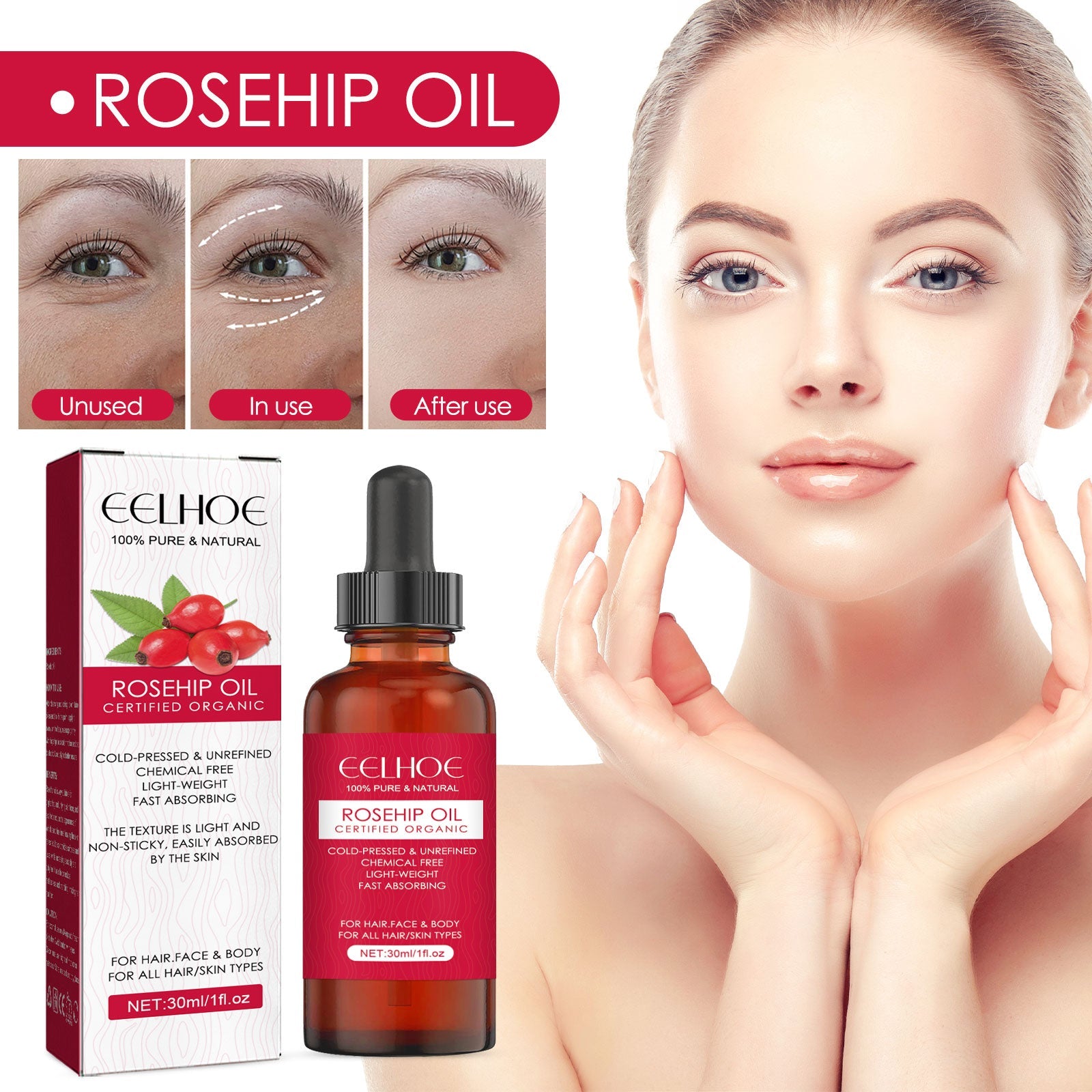 Rose Hip Facial Essential Oil Facial Body Moisturizing Skin care Supple Hair Care Massage Essential Oil - Korvel
