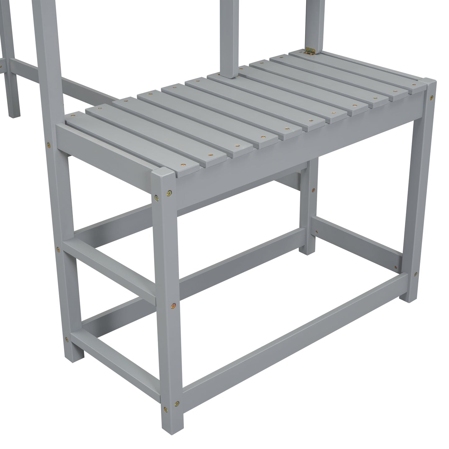 Twin High Loft Bed with Ladder landing Platform, Ladders, Guardrails,Grey - Korvel