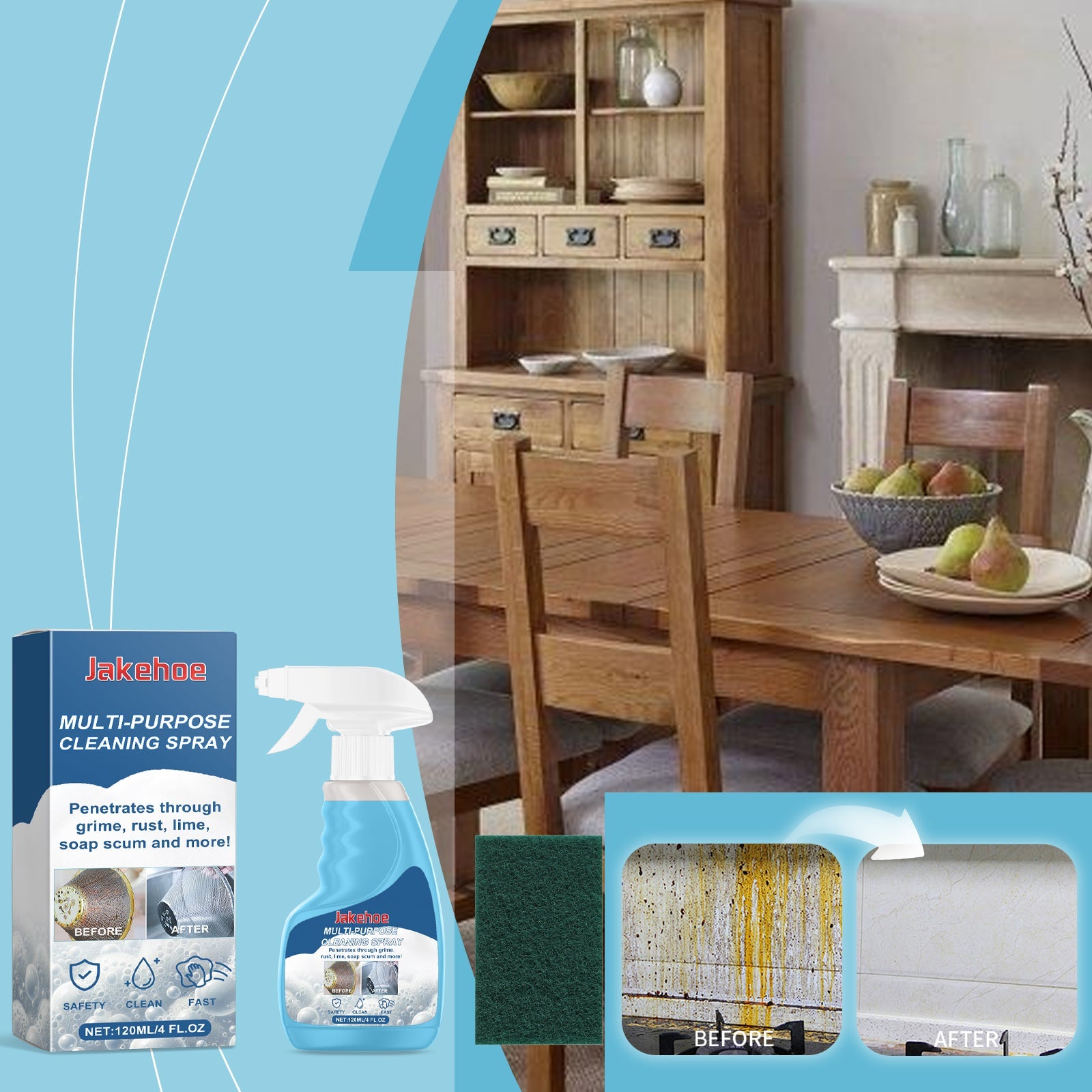 Multi-Functional Foam Cleaner, Household Heavy Oil Cleaning Foam Decontaminate A Variety Of Surfaces To Remove Odor - Korvel