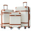 Hardshell Luggage Sets 3 Piece double spinner 8 wheels Suitcase with TSA Lock Lightweight 20''24''28'' White + ABS - Korvel