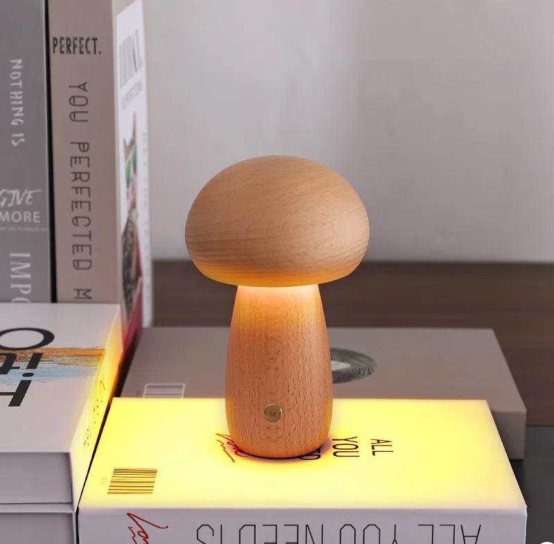 Mushroom lamp, LED charging night light, creative desk lamp, bedroom minimalist touch switch, ambient light, gift - Korvel
